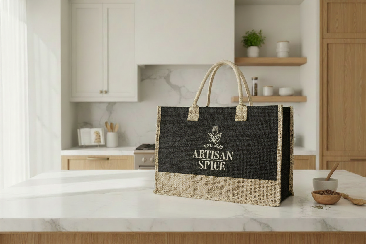 Artisan Spice Jute Bag on Kitchen Counter
