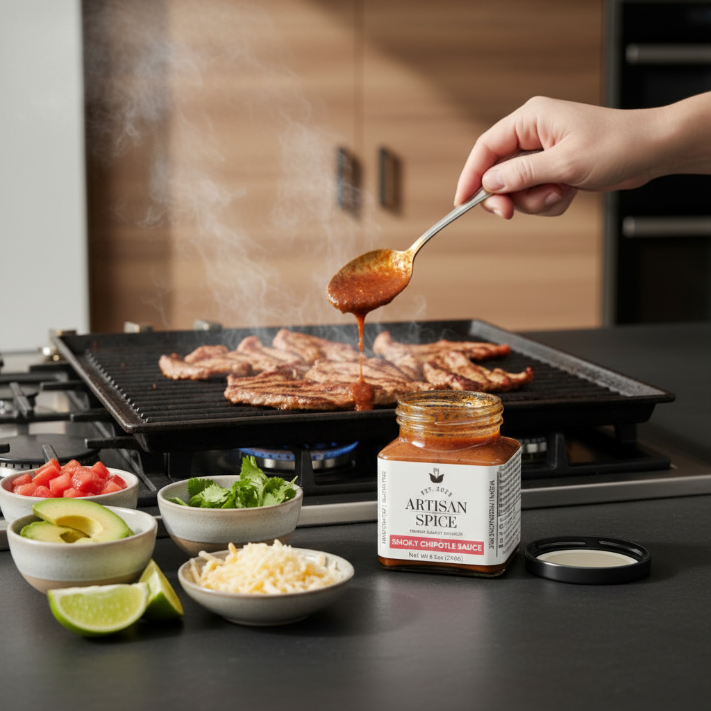 Smoky Chipotle Sauce with Open Jar